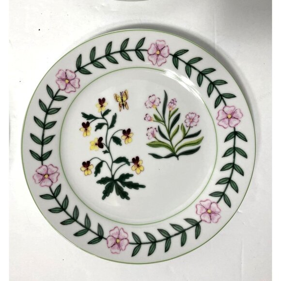 Vintage I. Godinger & Co. Porcelain Salad Dessert Plates Set Of 6 Botanical Drag - Picture 6 of 8
